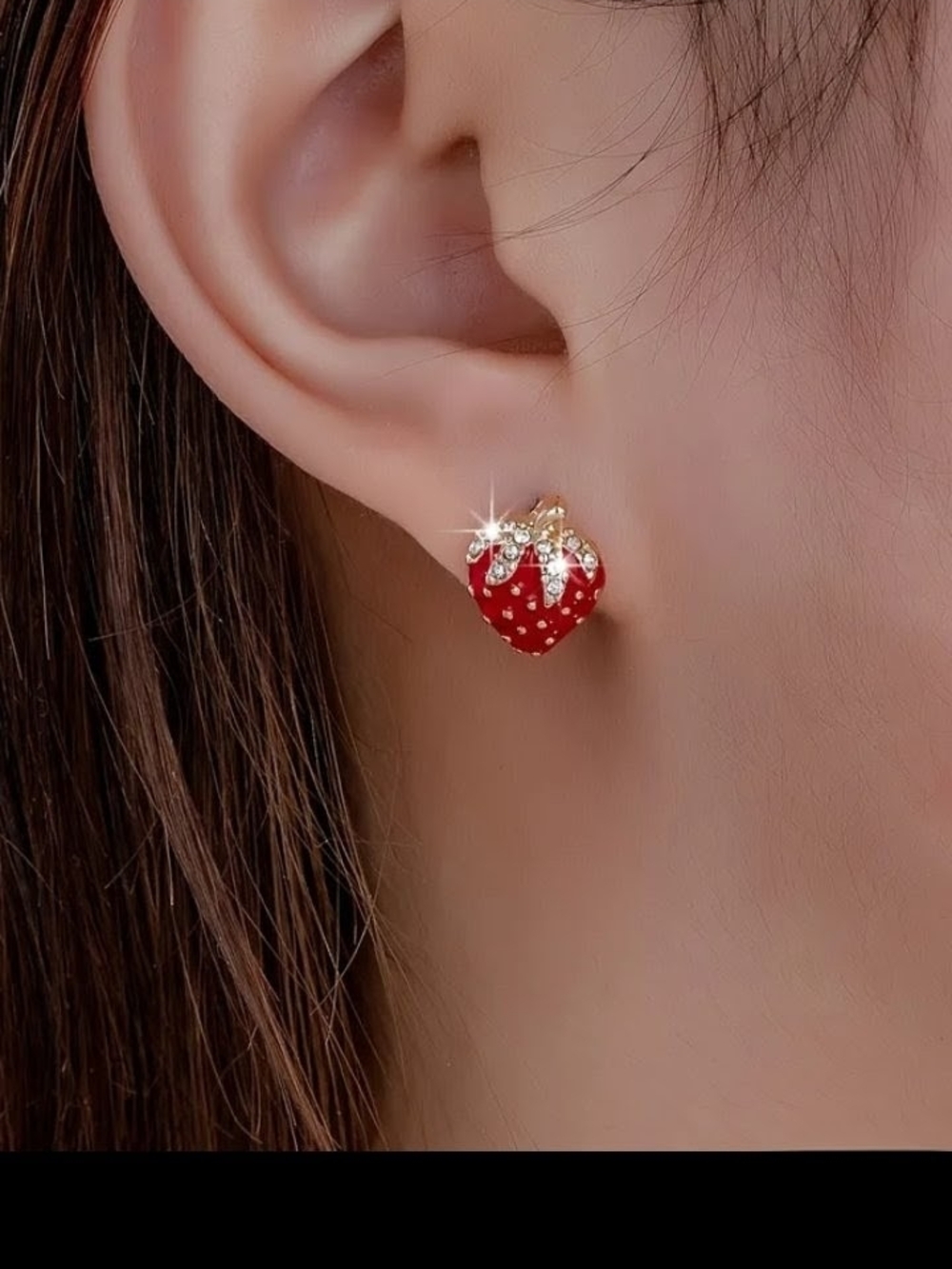 Strawberry Crystal Stud Earrings NWT Farm Fresh 🍓 - Picture 3 of 6